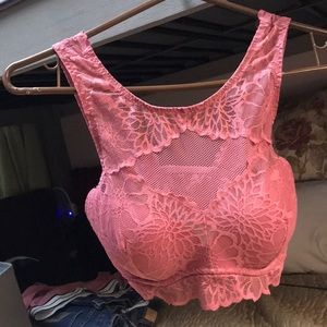 Pink lace bra!